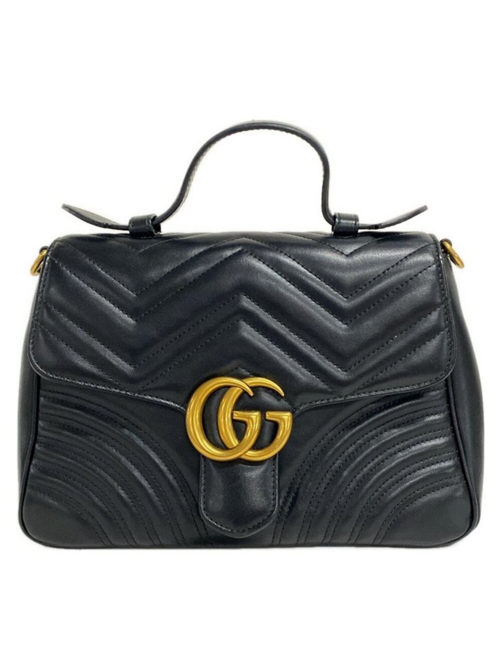 Gucci Handbag GG Marmont Small Top Handle Bag Black Leather